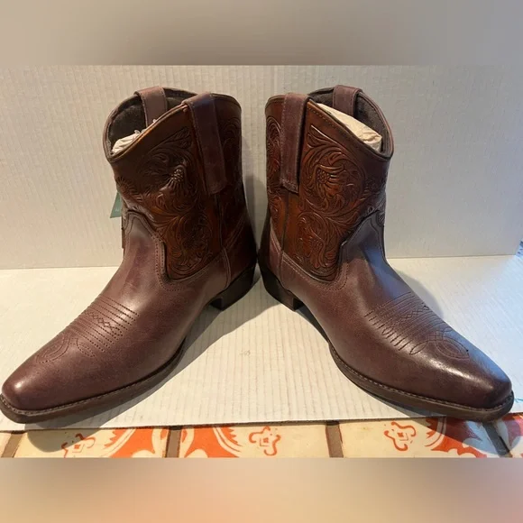 ROPER Women’s Western Brown Tooled Shaft Leather Short Boot. NWT SIZE 9.5 - Picture 6 of 10